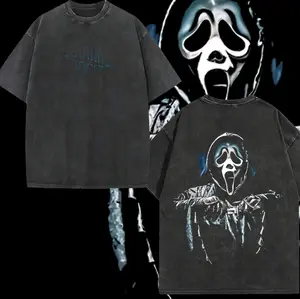 Dead by Daylight Ghost Face Tee – Washed Cotton Menswear Top | Smooth Streetwear Prints for Man, Casual Classic Gaming Style