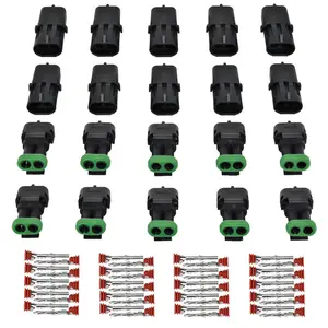 10 Kit 2 Pin Weather Pack Connector for 20-14 AWG Wire Harness 2.5mm Series Automotive Electrical Plugs