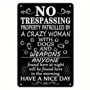 Warning Metal Painting Art Signs, No Trespassing Signs, Private Property, No Selling, Yard Signs, Beware of Dogs, Warning Metal Tin Posters, Warning Men Cave Tinplate Signs, Beware of Dog Signs, Private Property, No Trespassing Signs