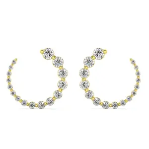1 1/2Ct Graduated Diamond Circle Earrings 14k Gold Journey Studs Lab Grown
