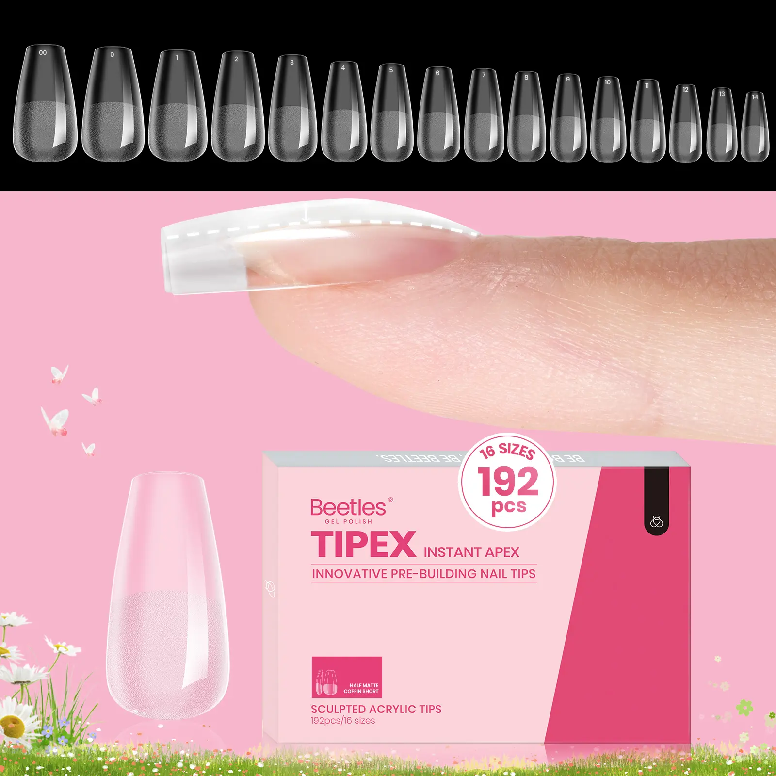 Short Coffin 16Sizes 192Pcs(Only Tips)