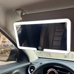 Car Makeup Mirror 3X Magnification HD Sun Visor Passenger Car LED Three-Color Adjustable Makeup Mirror