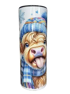 I'm Freakin Freezin - Highland Cow Winter - 20oz oz 20 oz. 20oz. - Skinny Straight Sublimation Tumbler - Amy's Tumbler Junkies - Your Favorite Tumbler Shop!