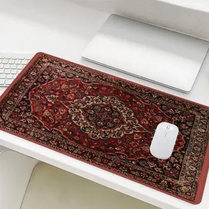 Vintage Floral Pattern Large Gaming Mouse Pad, Office Desk Accessories, Gaming Desk Accessory, Non-slip Rubber Base Stitched Edge Desk Pad for Desk Laptop Desktop, Corporate Work Desk Accessories