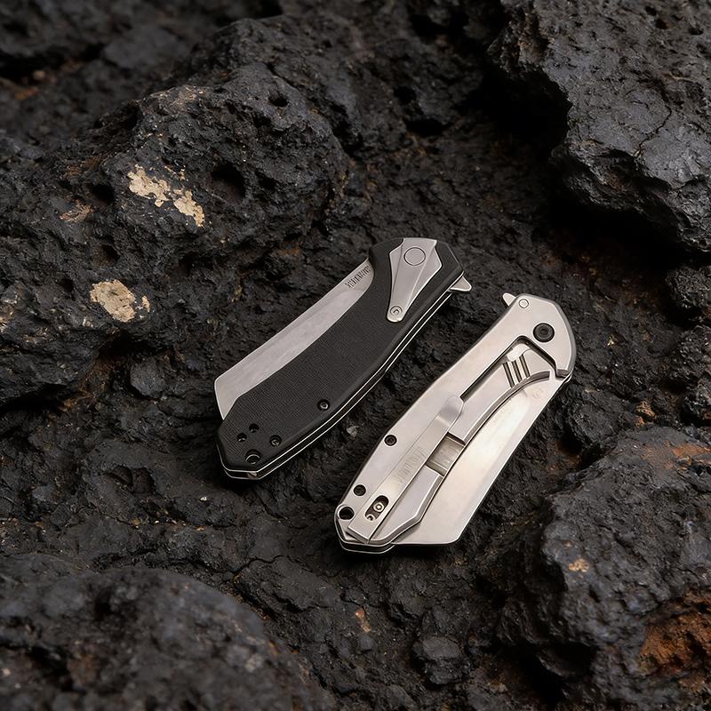 KS 3455, Black G10 Handlesandblasted flat blade,suitable for cutting diced meat in restaurants ,household fruit knives,peeling knife and Stone Washed Sharp Blade - Fruit Survival Set Men's Gift Mystery Edc Multi Tools