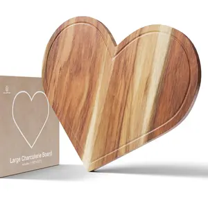 New - Large Heart Charcuterie Board - Acacia Wood Cutting Heart Shaped Charcuterie Board 16 x 13.2 Inches, Wooden Serving Tray, Platter Valentines Gifts