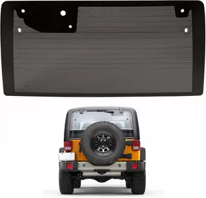 Rear Heated Window Glass Compatible with 2007-2010 Jeep Wrangler 2 & 4 door Utility & Unlimited Factory Roof Tempered Glass Dark Back Window