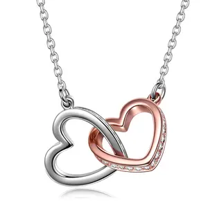 GONA Double Heart Necklace for Her with Extension Chain- Adjustable Wear - Symbol of Everlasting Love - Wedding Anniversary Gift Perfect Gift for Women - Thoughtful & Meaningful Jewelry