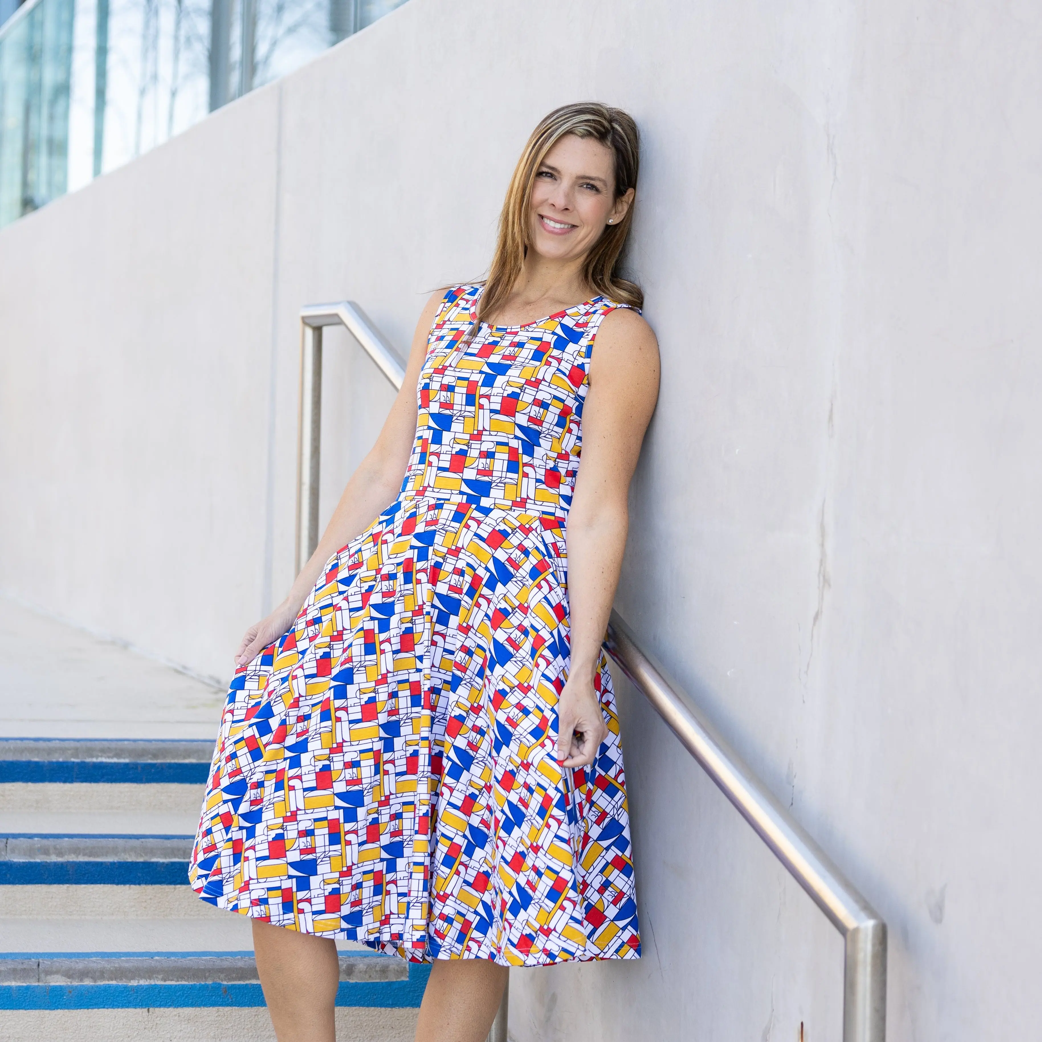 Mondrian Dinos Twirl Dress with Pockets