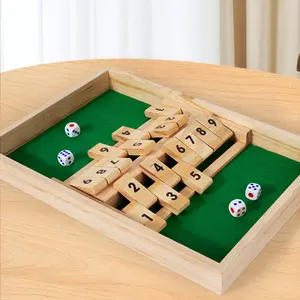 Hatwoo Double-side Wooden Shut the Box Math Board Game with Number Tiles for 2 Players, Ideal for Number Practice Addition Subtraction Skills Educational Family Strategy Game Night Gift