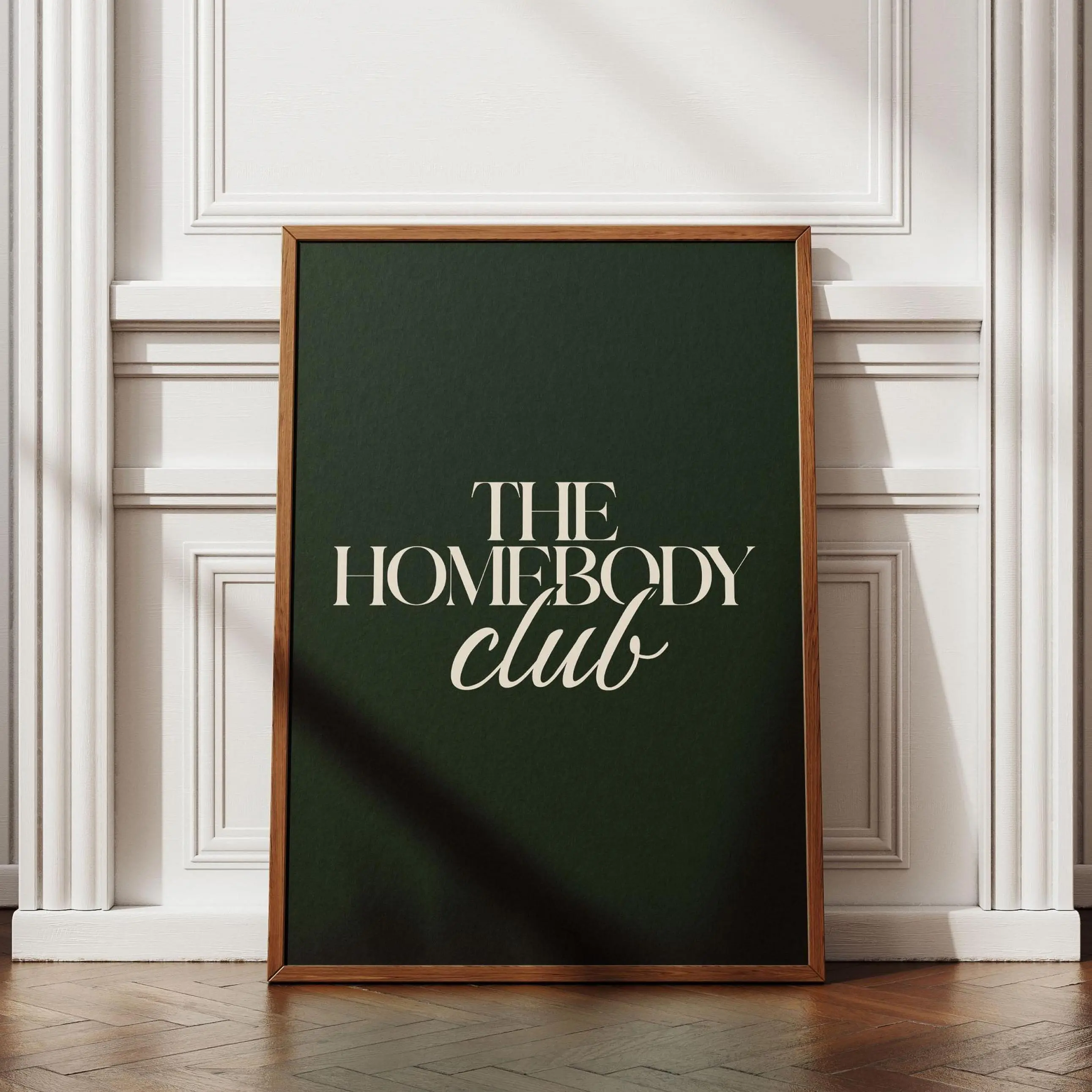 The Homebody Club Artistic Graphic Poster - Dark Green Minimal Dark Aesthetic Print, Cozy Home Quote Artwork, Mountable High Color Fastness Decoration for Bedroom, Living Room Wall Decor