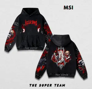 Hellsing "Alucard The Wings" Retro Vintage Unisex Oversize Anime Manga Acid Washed Heavyweight Cotton T-shirt and Hoodie, Anime Merch, Gift For Anime Fan, Weeaboo. oversized anime graphic t-shirt