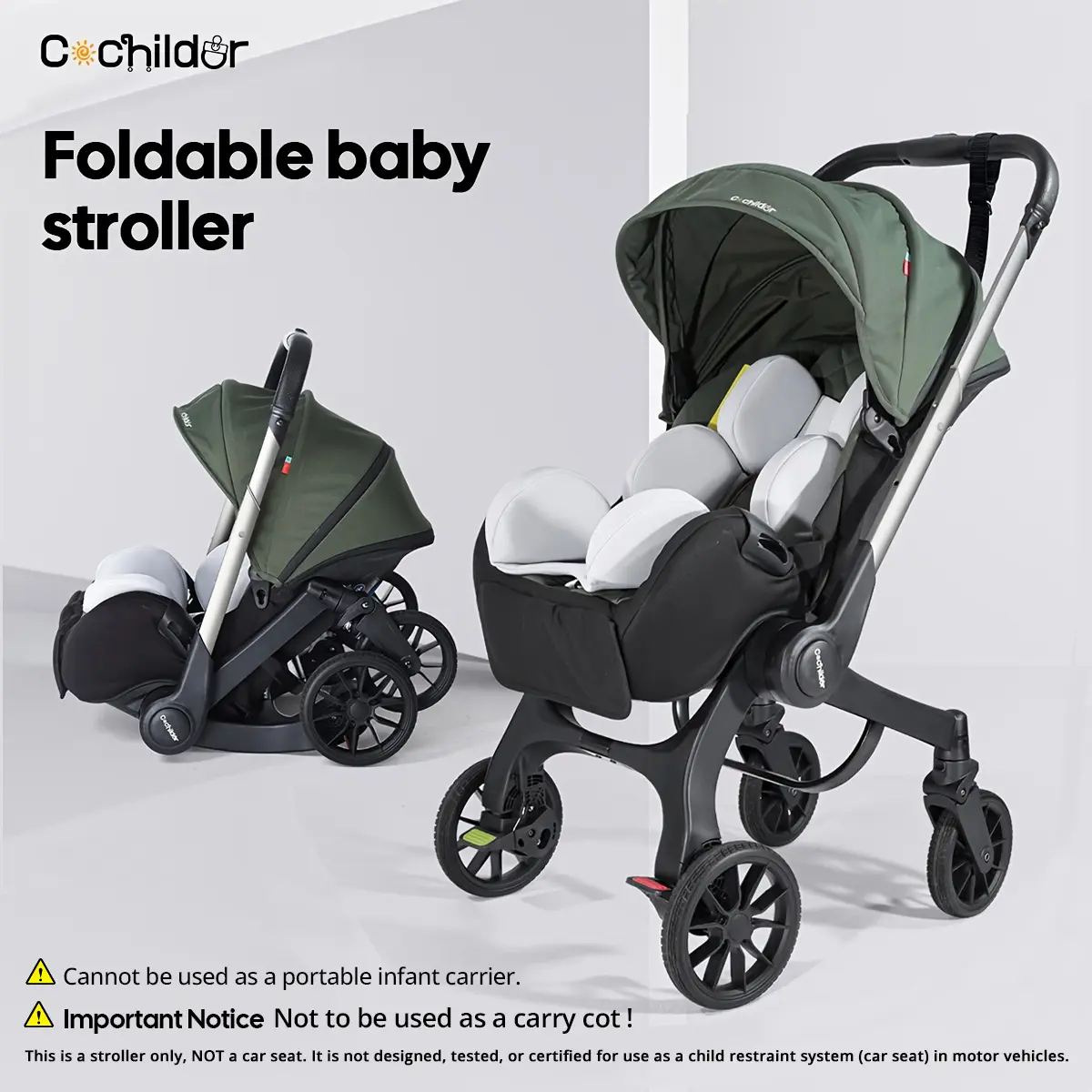 Cochildor Newborn Baby Compact Folding Bassinet Stroller with Canopy, Lightweight Portable Model, Folding Adjustable Stroller with Height-Adjustable Handlebar, Plastic Baby Travel Gear, Parent Must Haves for Outdoor Use,familyfun