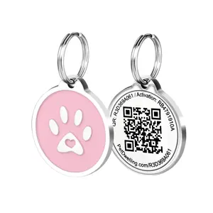 Pet Id Tag For Dogs And Cats: Easy Scan Qr Code  Instant Online Profile Access & Location Alerts(pink Paw)