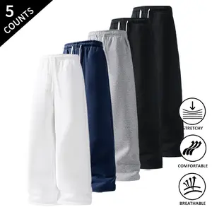 Summer Vibes 5-Pack Men’s Loose-Fit Casual Pants, Elastic Waist Drawstring Sweatpants, Breathable & Soft for Everyday Wear & Streetwear