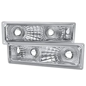 1988-1999 Chevrolet C/K C10/Suburban/Silverado/Tahoe GMC Sierra/Yukon Bumper Lights (Chrome Housing/Clear Lens)