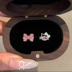 1 Pcs Bling Pink Cute Bowknot Cat Cartilage Earring Stud 316L Stainless Steel Women Cochlea Piercing Body Jewelry