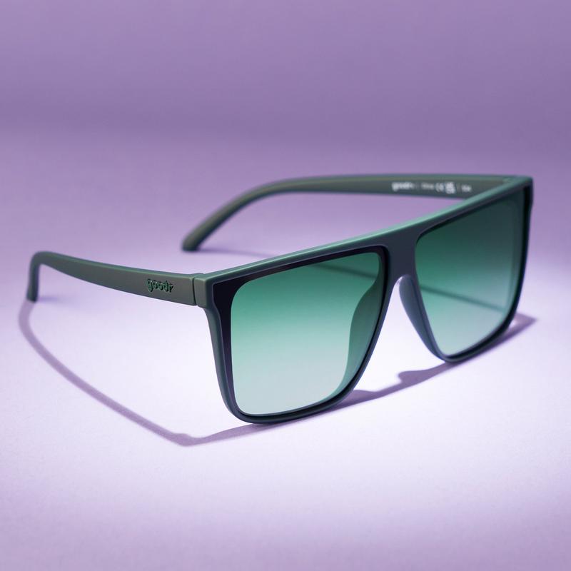 Tends To Get Noticed - goodr Dark Green Fly G Flat-Top Polarized Sunglasses