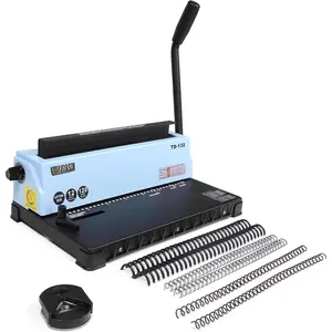 TD-132 Wire Binding Machine, 32-Hole Spiral Coil Binder, 3:1 Pitch, Punches 12 Sheets, Binds up to 120 Sheets, Sturdy Metal Construction