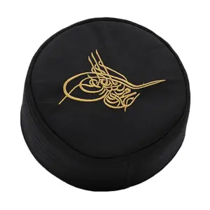 Islamic Men's Structured Kufi Hat- Ottoman Tughra Black