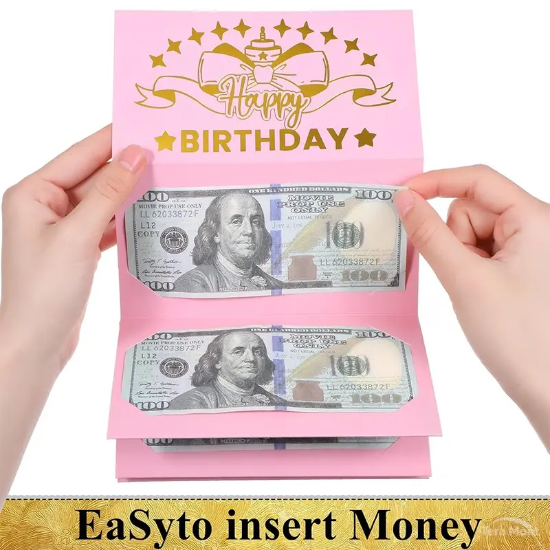 Creative Laser Cut Cash Envelopes - Birthday Theme Party Supplies Assortment Set, Multi-Color Indoor Recreation Money & Gift Card Holders