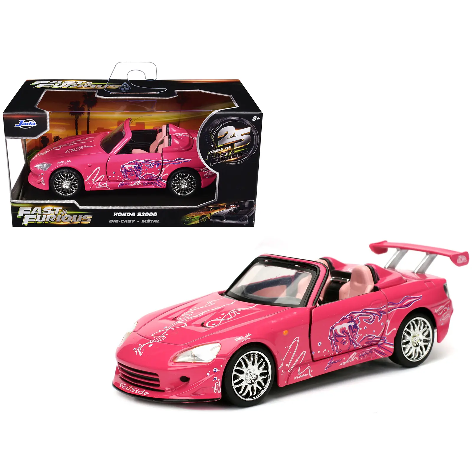 Suki's Honda S2000 Convertible Pink with Graphics "Fast & Furious 25th Anniversary" Series 1/32 Diecast Car Model by Jada