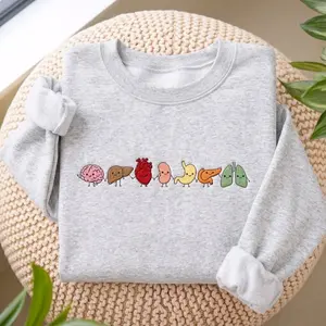 Cute Organ Friends Embroidered Sweatshirt, Minimalist Anatomy Healthcare Sweater, Cute Nurse Shirt, Nurse Appreciation Gifts, RN Graduation