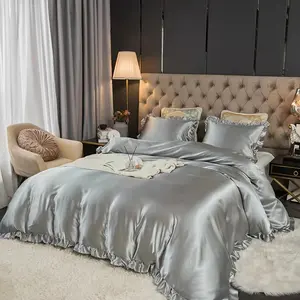 Solid Color Satin Bedding Set, 2/3 Counts/set Including 1 Count Bedspread & 1/2 Counts Pillowcase without Filler, Soft Comfortable Bedding Set for Home Bedroom, Soft Bedding Sets