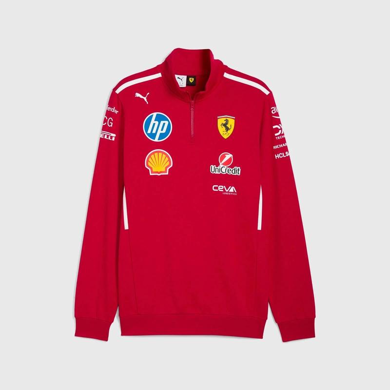 Scuderia Ferrari F1 2025 Team 1/2 Zip Sweatshirt - Dark Cherry