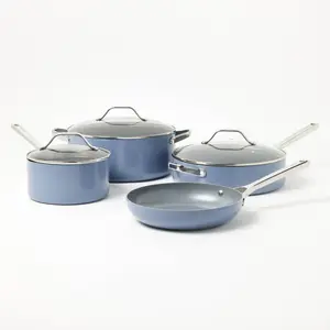 7pc Nonstick Ceramic Coated Aluminum Cookware Set Blue - Figmint 7pc Nonstick Ceramic Coated Aluminum Cookware Set Blue - Figmint