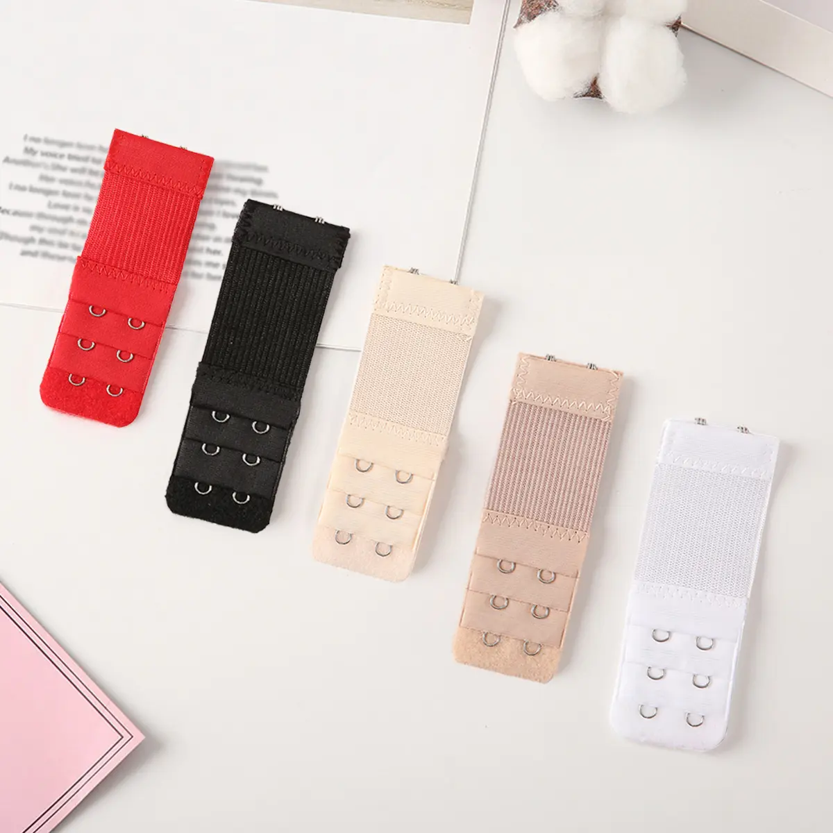 Women's Elastic Bra Extender Accessories, 4-Pack Soft 3-Row 2-Hook Reusable Strap Bra Extension Buckle for Pregnancy & Weight Gain
