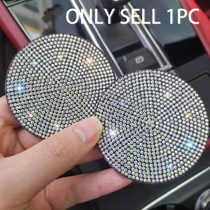 Rhinestone Decor Auto Car Coaster, Round Anti-slip Cup Holder Coaster, Universal Car Interior Decoration Accessories for Women & Men, Girl Car Accessories, Car Interior Kit, Car Interior Accessories Girls, Boujee Car Accessories, Automotive Decoration