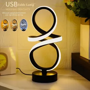 Fashionable Spiral Ambient Dimmable LED Table Lamp, Home Decor Lighting, Adjustable Brightness and Color Temperature, USB Powered, Metal Enclosure, Ideal for Bedroom, Office, Dining Room