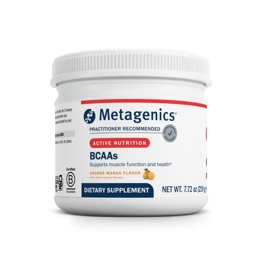 Metagenics BCAAs Powder - Orange Mango Flavor - 2:1:1 Ratio of Leucine, Isoleucine & Valine - Supports Muscle Recovery, Endurance & Performance - Non-GMO, Gluten-Free, Vegetarian - 30 Servings