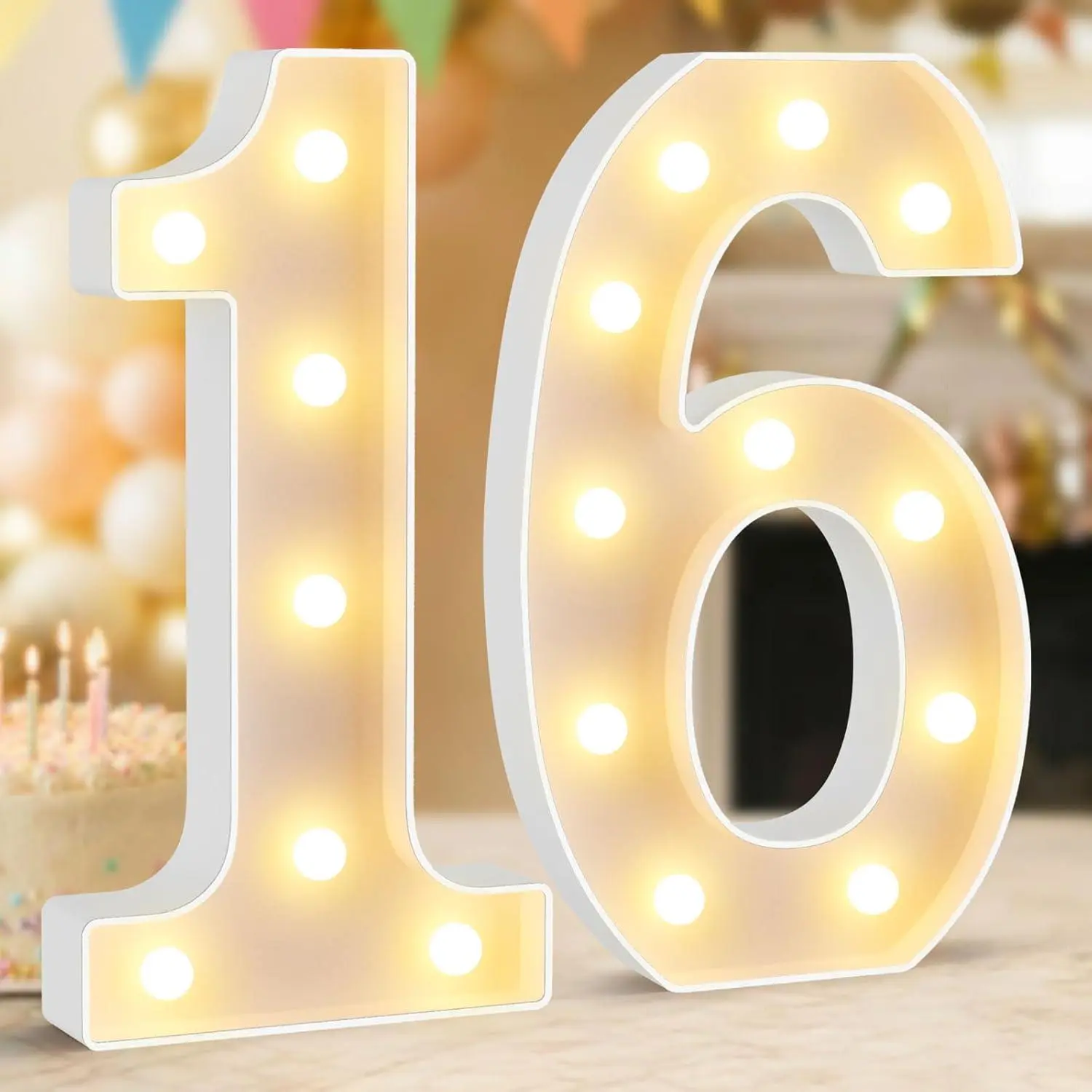 16th Birthday Decorations,12.6 Inch Marquee Numbers for 16th Wedding Anniversary Decorations,Light Up Numbers 16 Sign for Party Backdrop Wall,Table Decoration,Upgraded Large Size Number 16