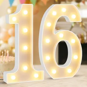 16th Birthday Decorations,12.6 Inch Marquee Numbers for 16th Wedding Anniversary Decorations,Light Up Numbers 16 Sign for Party Backdrop Wall,Table Decoration,Upgraded Large Size Number 16