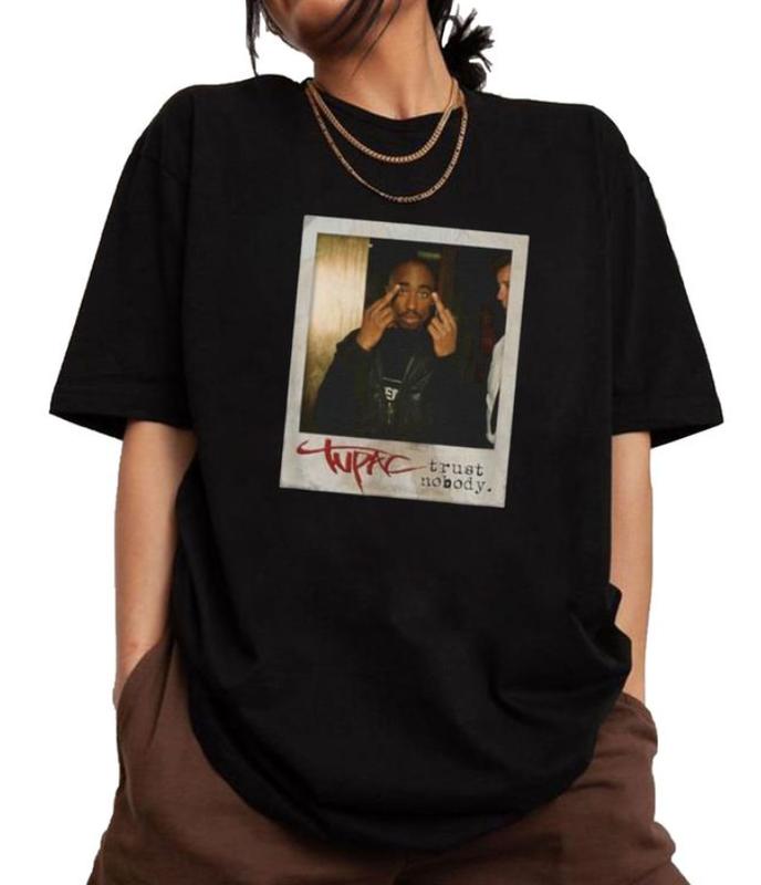 Tupac Trust Nobody Photo Shirt, Vintage Tupac Shakur Shirt, 2Pac 90s Shirt Womenswear Top Streetwear Tshirt Comfort Summer
