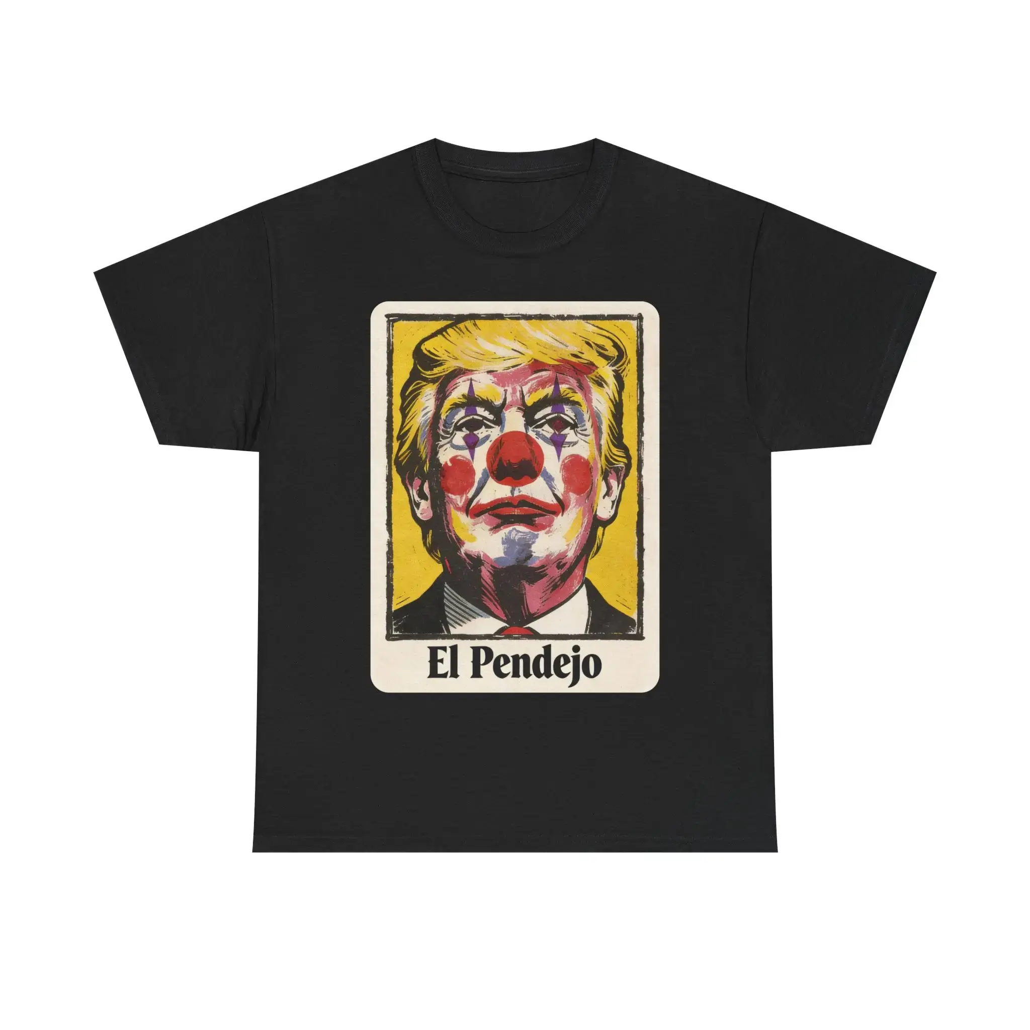 Women's Short-Sleeve Round Neck Casual Loose Funny Political Shirt, Viral El Pendejo Clown Portrait Satirical Art Tee