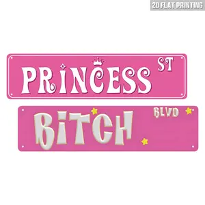 2D Flat, 2 Pcs Girls Room Wall Decor For Bedroom Princess Girl Sign Wall Art Aesthetic Y2k Dorm Room Decor Vintage Metal Tin Sign 4×16 Inches Easter, Mother's Day, Father's Day Home Decor Spring Decorations