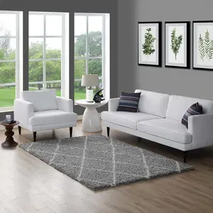 Modway Toryn Diamond Lattice 5x8 Shag Area Rug in Gray and Ivory
