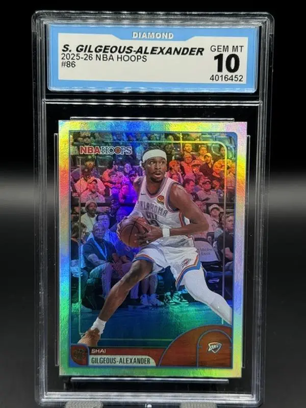 Shai Gilgeous-Alexander 2025 Topps NBA Hoops Basketball Card #86 Graded GEM MINT 10