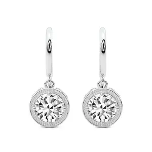 Lab Diamond Dangle Earrings 14Kt White Gold 3Ct Bella Vintage Dangling Lab Diamond Earrings F-G Color, VS Diamond, IGI Certified - Friendly Diamonds
