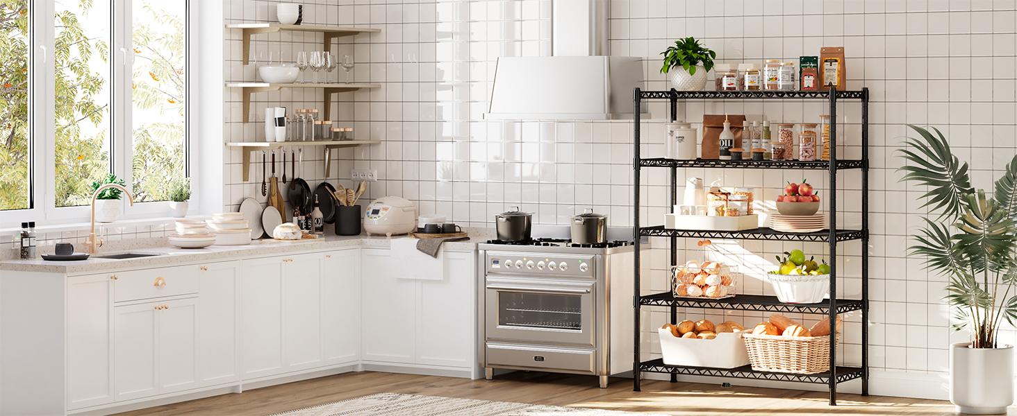 Raybee Furniture 5-Shelf Wire Shelving, 71’’H Adjustable Metal Garage Shelving Heavy Duty Storage Rack Pantry Shelf Kitchen Shelving Organiser Raybee Furniture 5-Shelf Wire Shelving, 71’’H Adjustable Metal Garage Shelving Heavy Duty Storage Rack Pantry Shelf Kitchen Shelving Organiser