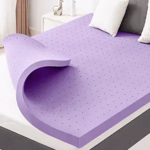 CertiPur Certified 2 Inch Lavender Infused Ventilated Memory Foam Cooling Mattress Topper Hole Bed Topper Mattress Pad
