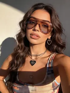 Unisex Fashionable Large Frame Glasses, Retro Trendy Beach Vacation Accessories, Casual Daily Wear Eyewear for All Seasons, Trending Glasses