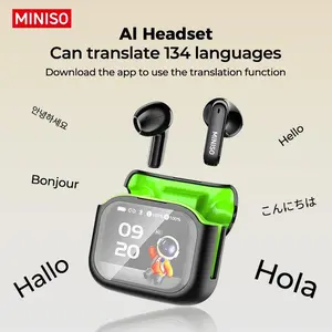 MS103 True Wireless In-Ear Translator Headphones Bluetooth 6.0 Gaming Headset, Face-to-Face 134 Languages ​​Real-Time Translation, HIFI Stereo Earbuds, LCD Display Charging Case, Suitable for Sports, Running and Work