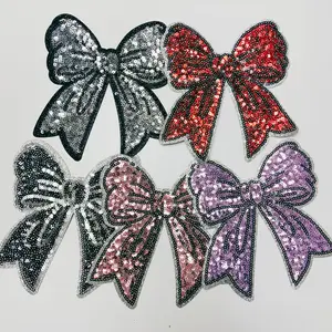 5.5" Sequin Bow - Sold in Sets of 2 - multiple color choices.  - SEQUIN Patch