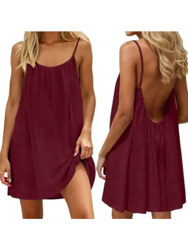 Women's Spaghetti Strap Sleeveless Nightgown - Casual Chic Slip Sleep Dress with Pockets, Medium Stretch, Sea-Inspired Shirt-Infused Loungewear, Fabric