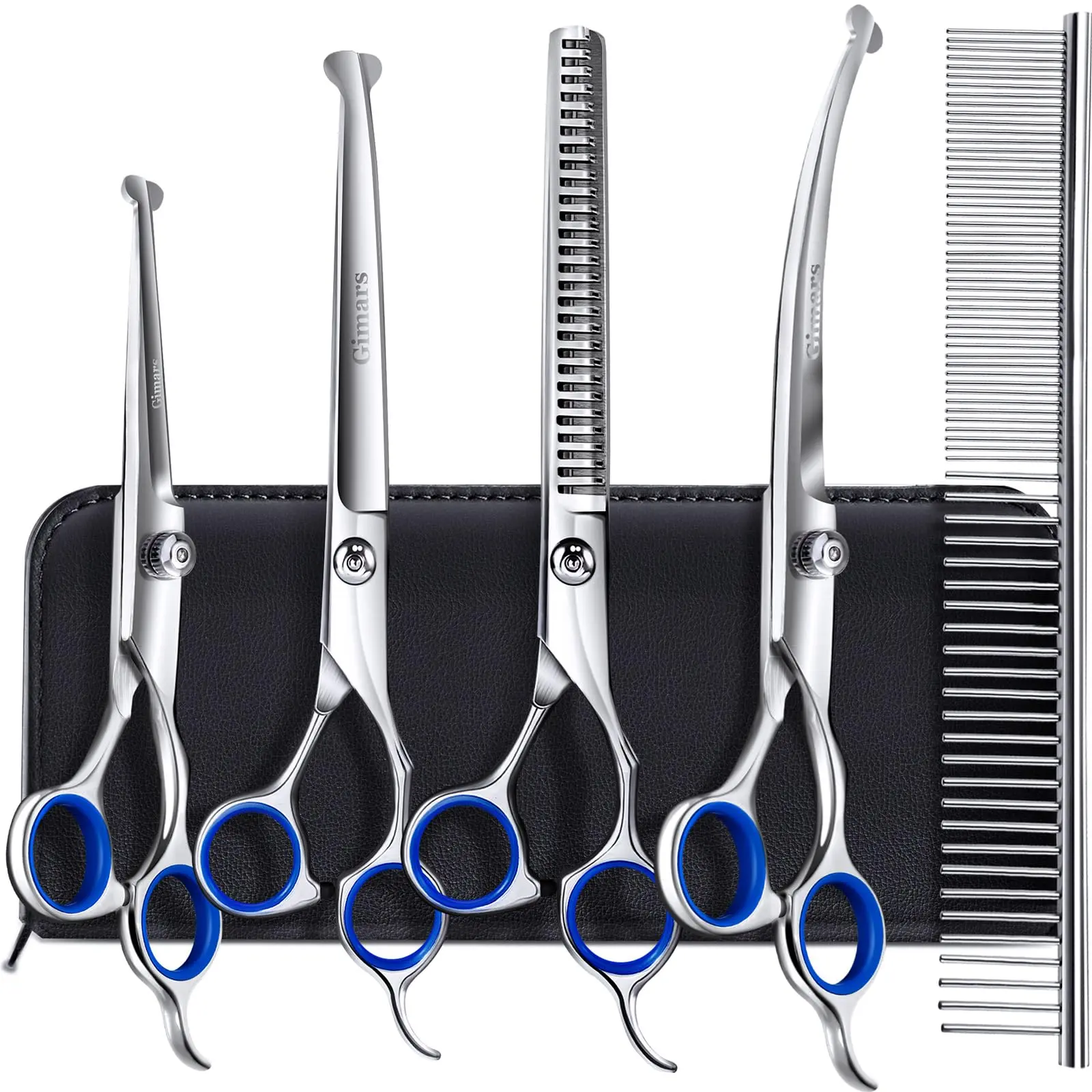 6 in 1 4CR Stainless Steel Dog Grooming Scissors with Safety Rounded Tips, Pet Grooming Scissors, Suitable for Dogs, Cats, and Other Animals
