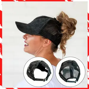 Red Sprite Hats Hidden Messy Bun Baseball Caps 2.0, Patented High Ponytail Hat, Classic & Relaxed Styles, Casual Pony Cap, Messy Bun Hat, Adjustable Slider Closure, High-Quality Cotton, One Size Fits Most